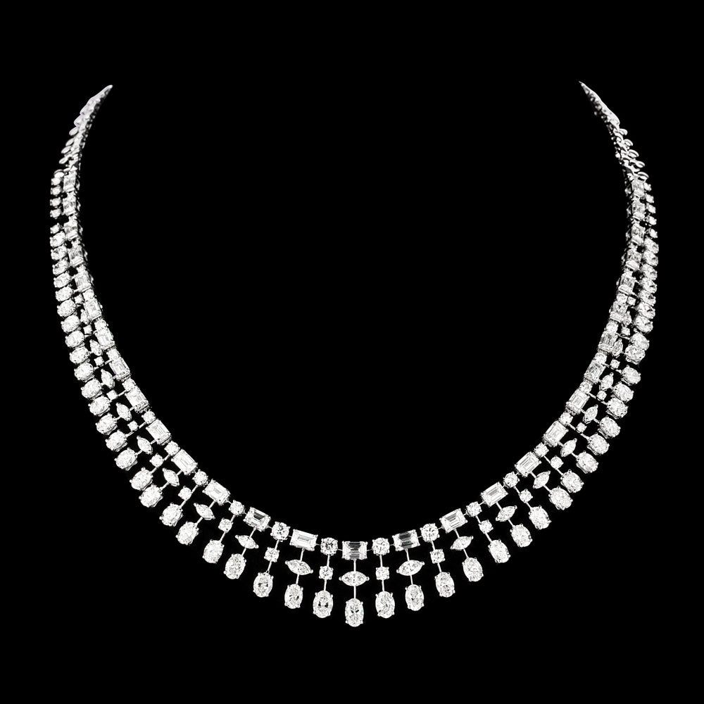 18K White Gold Diamond Necklace - 35.119ct VVS-VS-HI