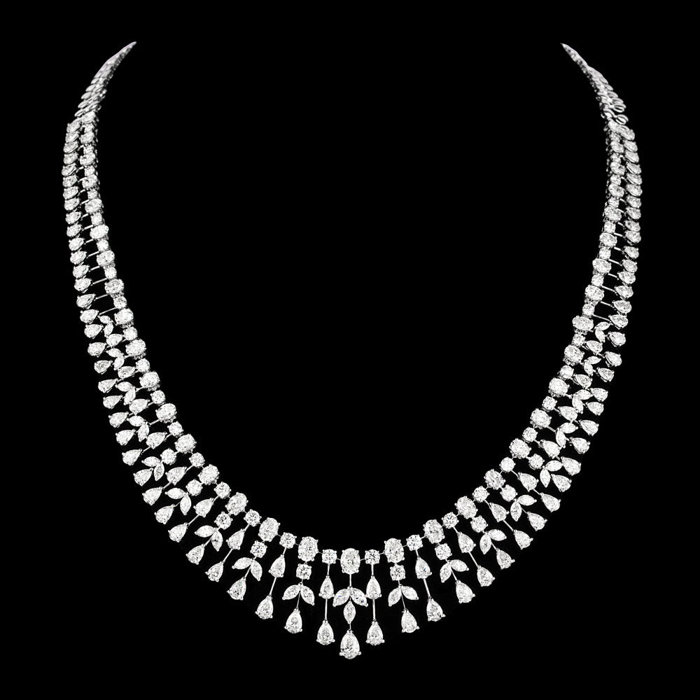 18K White Gold Diamond Necklace - 50.724ct VVS-VS-HI