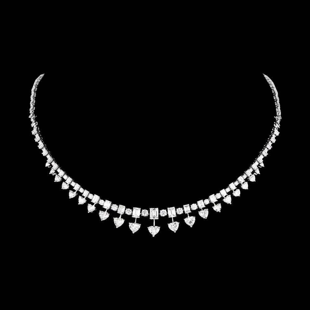 18K White Gold Diamond Necklace - 11.463ct VVS-VS-GH