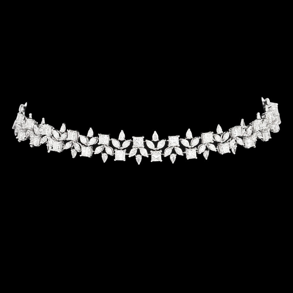 18K White Gold Diamond Necklace - 19.346ct VVS-VS-GH