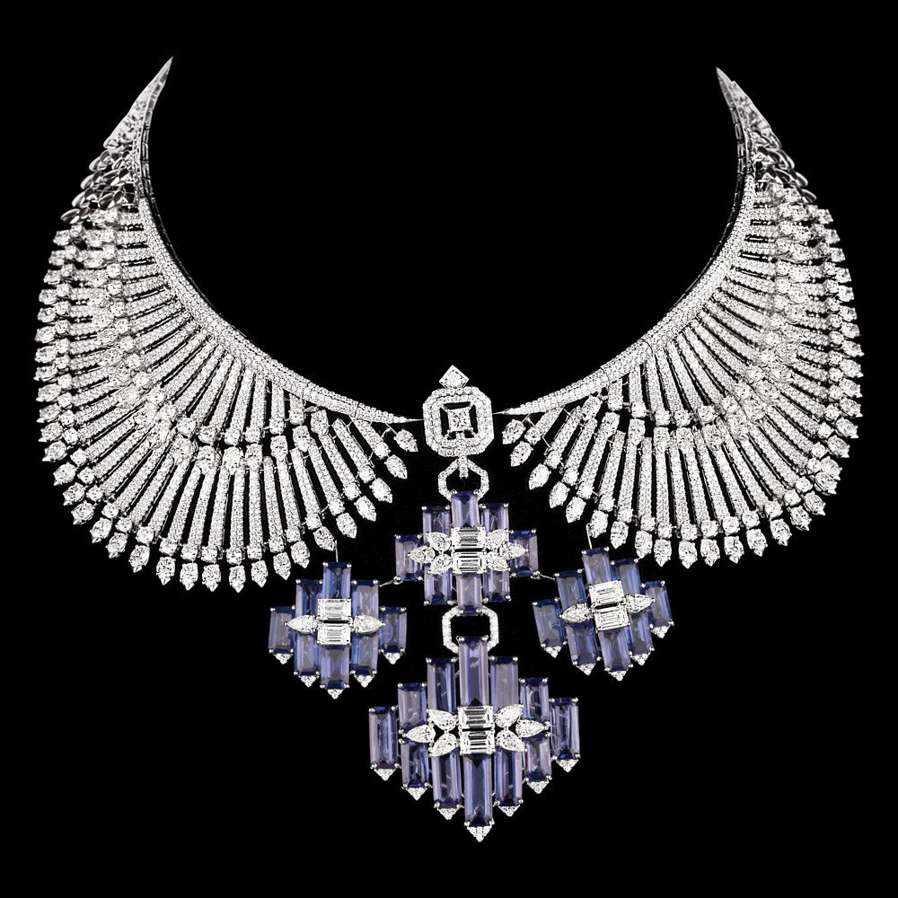 14K White Gold Diamond Necklace - 53.35ct VVS-VS-GH