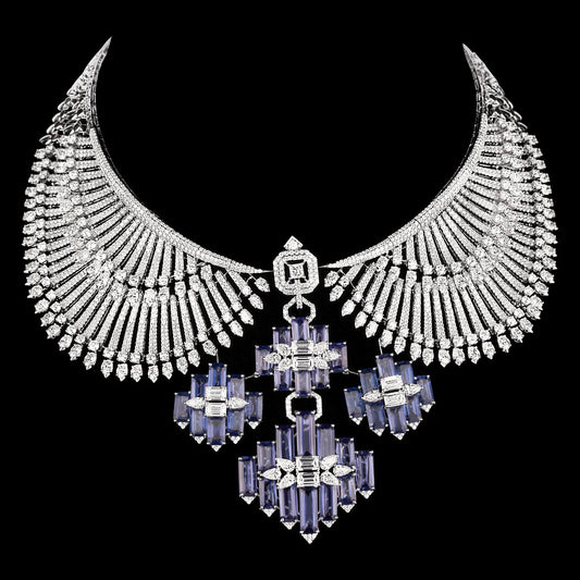 14K White Gold Diamond Necklace - 53.35ct VVS-VS-GH
