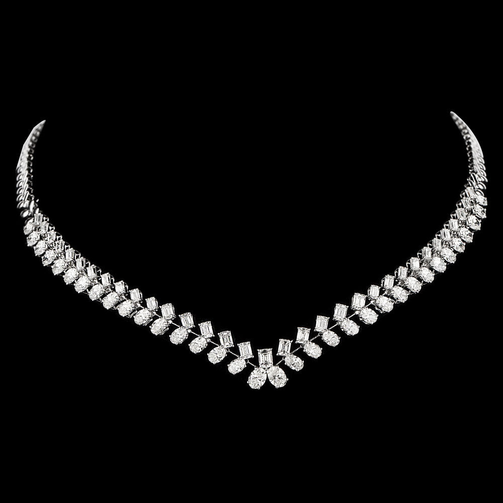 18K White Gold Diamond Necklace - 14.34ct VVS-VS-GH
