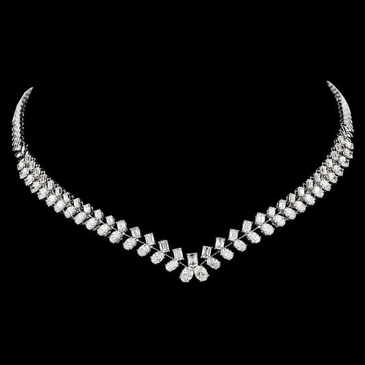 18K White Gold Diamond Necklace - 14.34ct VVS-VS-GH