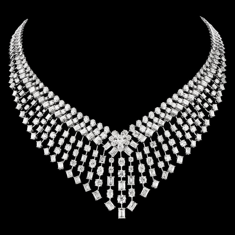 18K White Gold Diamond Necklace - 62.209ct VVS-VS-GH