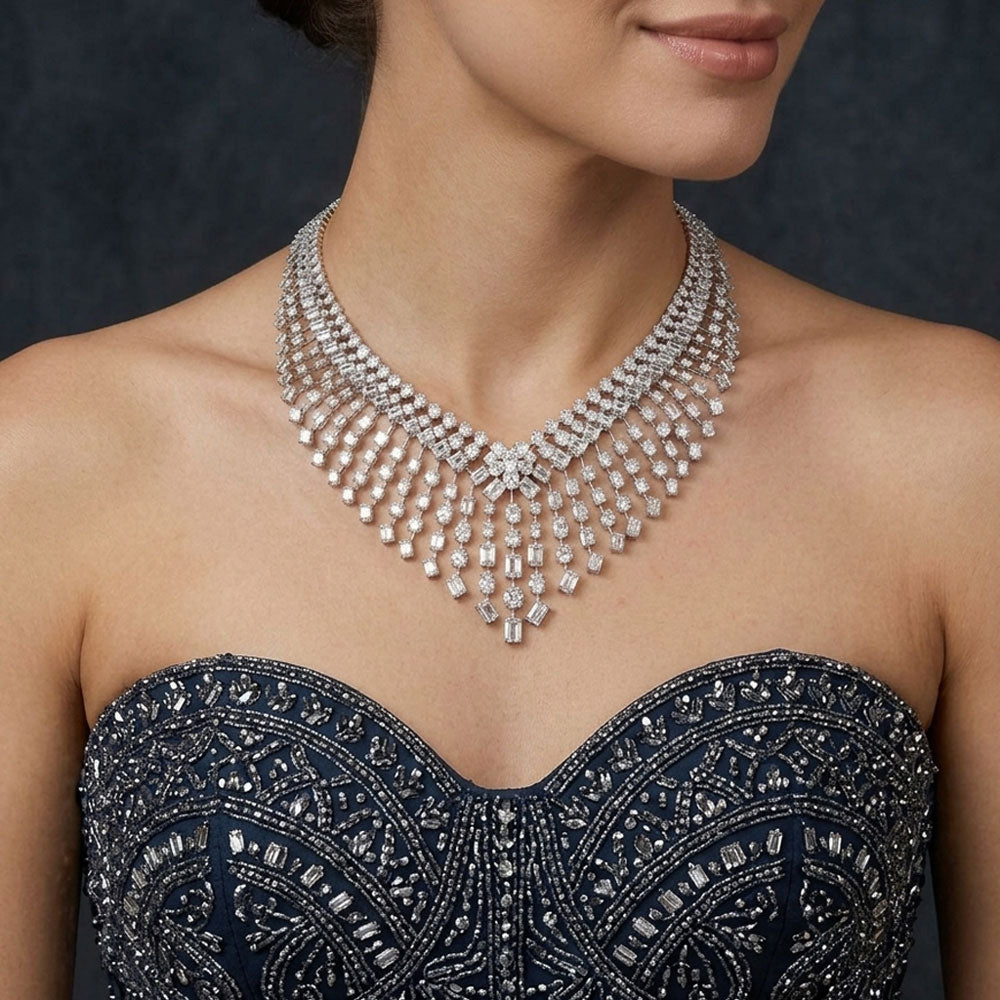 18K White Gold Diamond Necklace - 62.209ct VVS-VS-GH