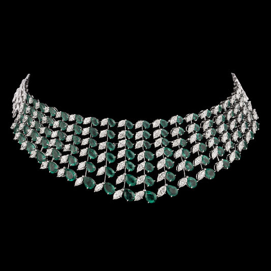 14K White Gold Diamond Necklace - 19.538ct VVS-VS-HI with Colour Stones