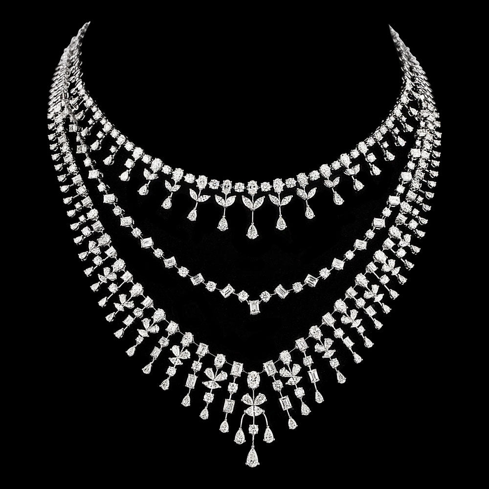 18K White Gold Diamond Necklace - 37.506ct VVS-VS-HI