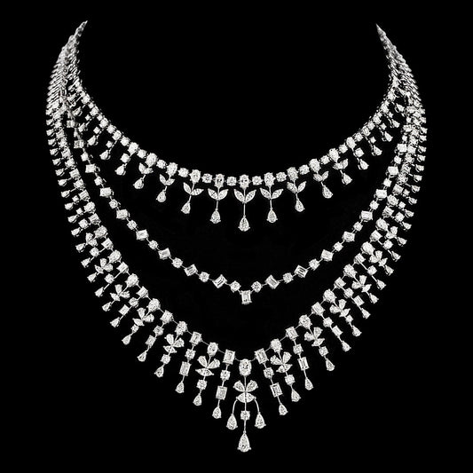 18K White Gold Diamond Necklace - 37.506ct VVS-VS-HI