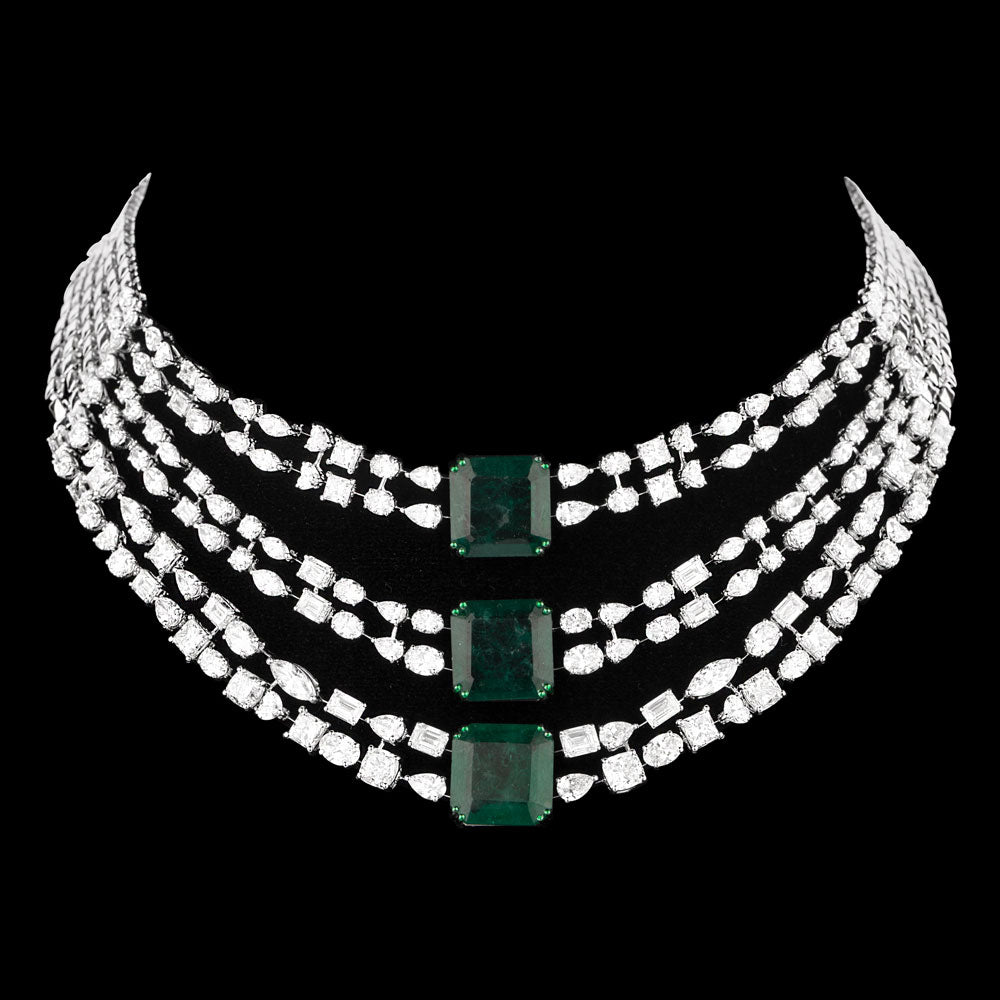 18K White Gold Diamond Necklace - 49.946ct VS-SI-GH with Colour Stones