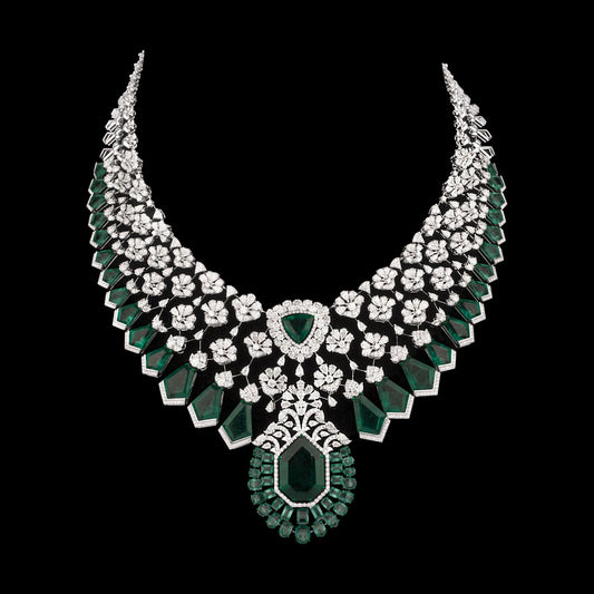 18K White Gold Diamond Necklace - 29.407ct VVS-VS-HI with Colour Stones