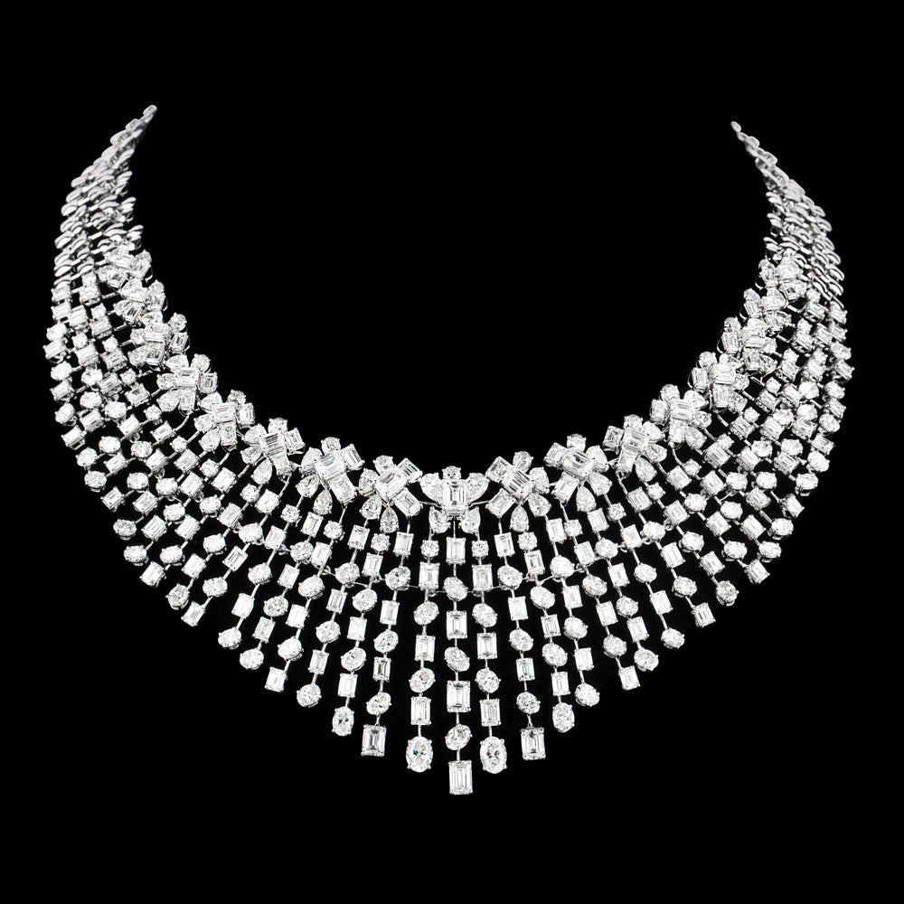 18K White Gold Diamond Necklace - 77.364ct VVS-VS-GH