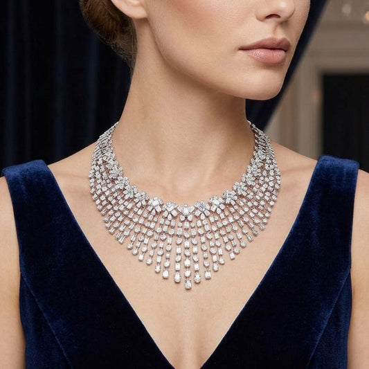 18K White Gold Diamond Necklace - 77.364ct VVS-VS-GH