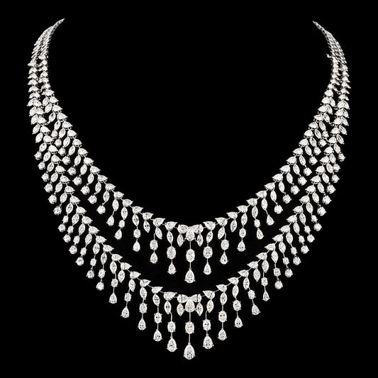 14K White Gold Diamond Necklace - 56.499ct VS-SI-HI