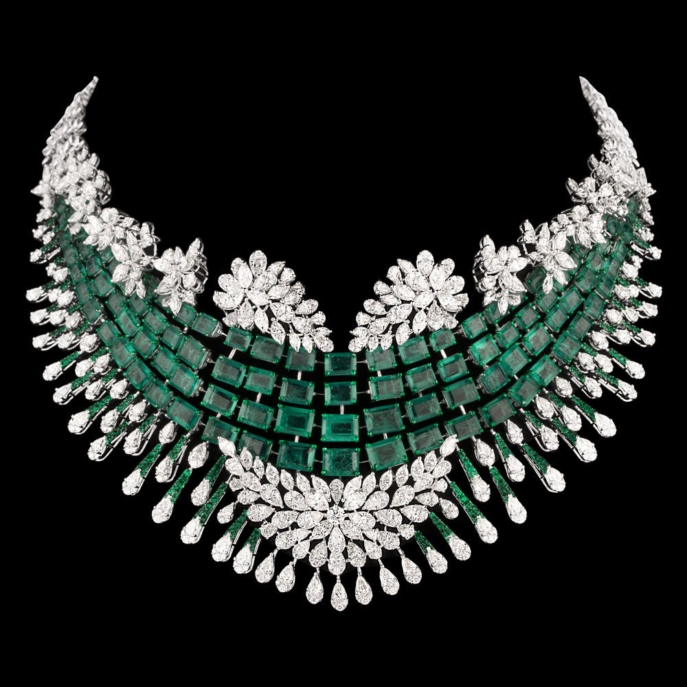 14K White Gold Diamond Necklace - 36.511ct VVS-VS-IJ with Colour Stones