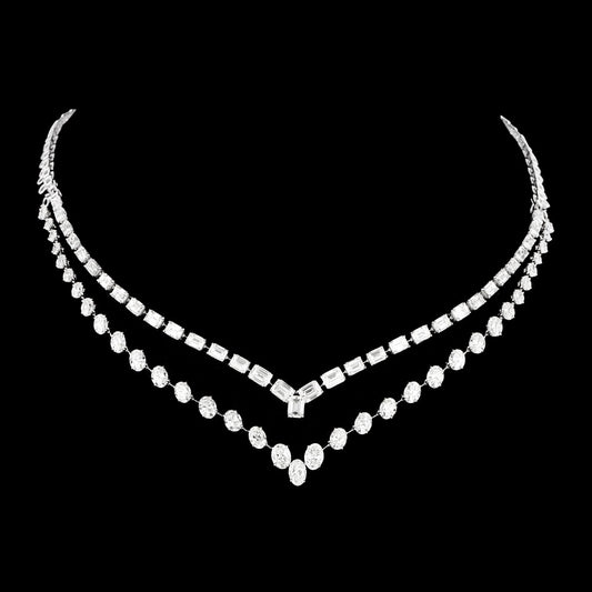 14K White Gold Diamond Necklace - 24.742ct VVS-VS-GH