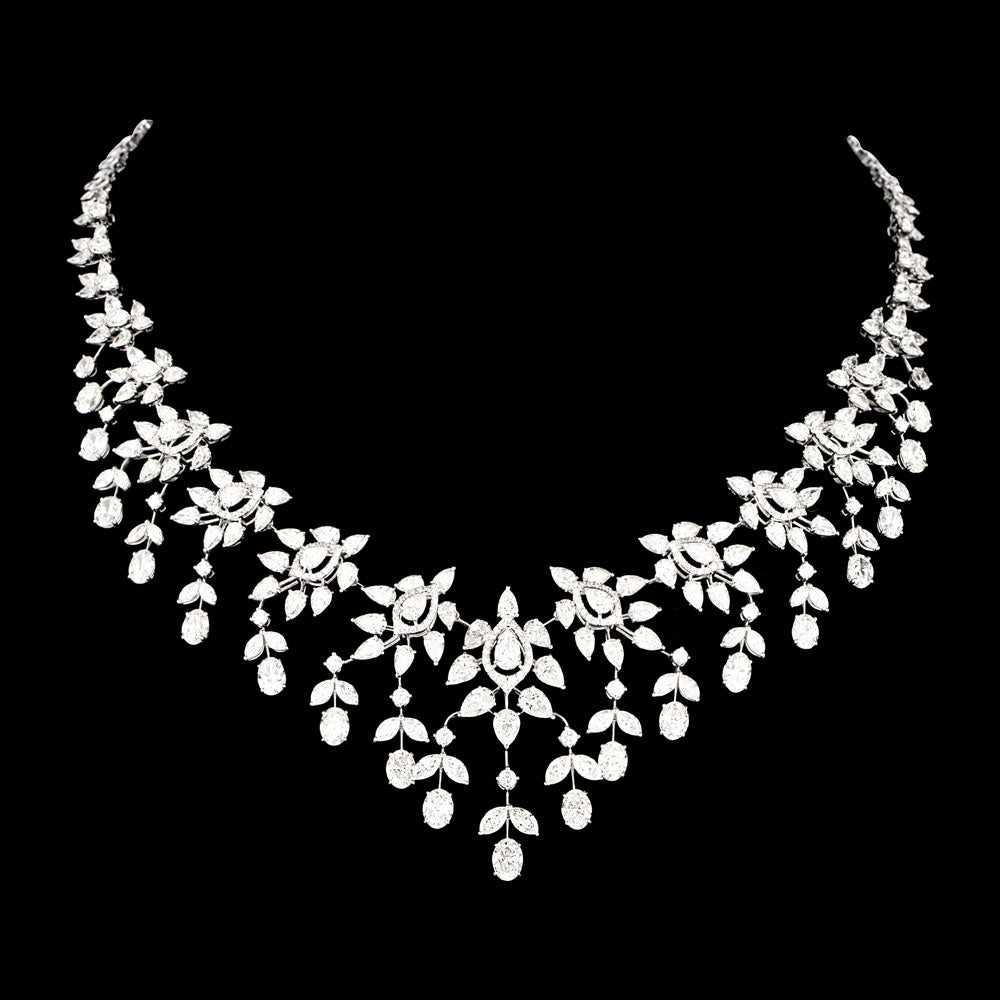 14K White Gold Diamond Necklace - 43.497ct VVS-VS-GH