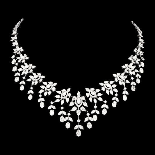 14K White Gold Diamond Necklace - 43.497ct VVS-VS-GH
