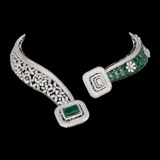 14K White Gold Diamond Necklace - 18.598ct VVS-VS-FG with Colour Stones