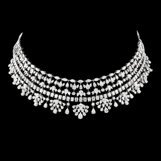 18K White Gold Diamond Necklace - 33.016ct VVS-VS-FG