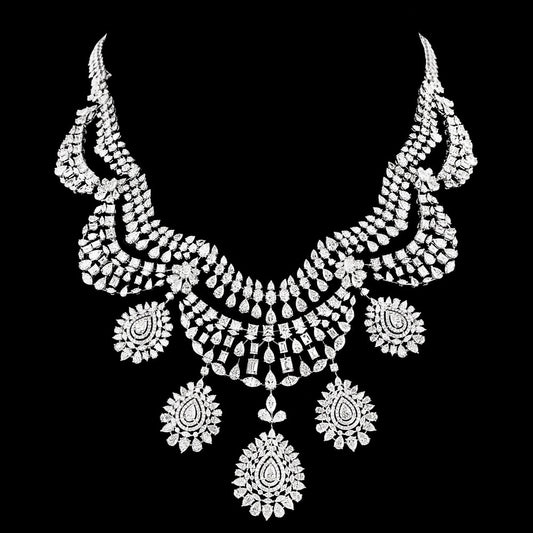 18K White Gold Diamond Necklace - 72.272ct VVS-VS-FG
