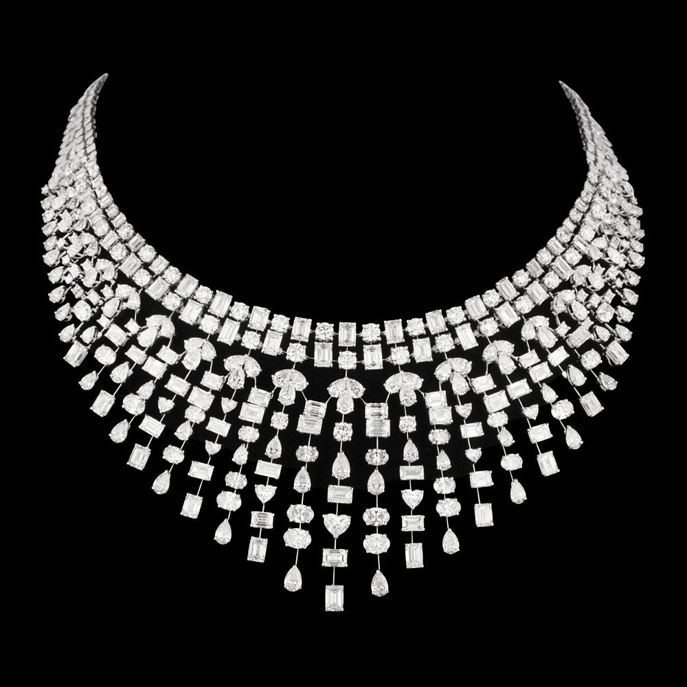 18K White Gold Diamond Necklace - 91.725ct VVS-VS-GH