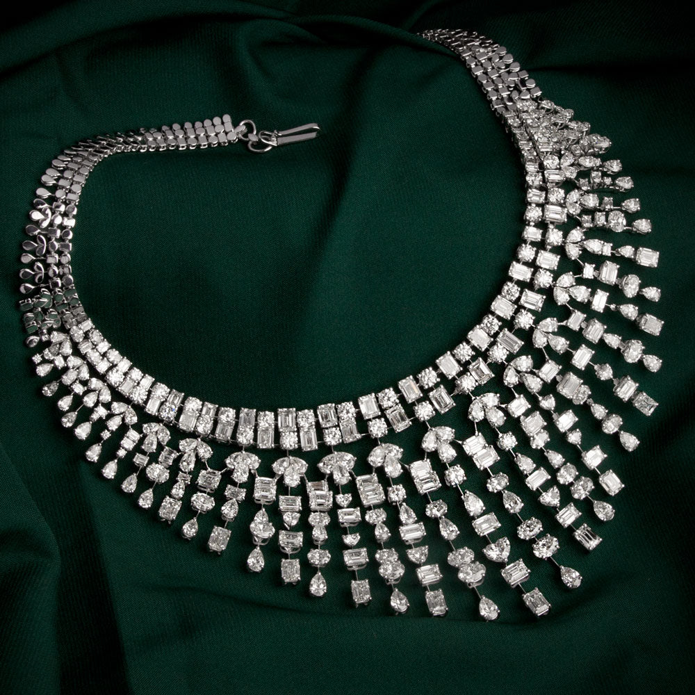 18K White Gold Diamond Necklace - 91.725ct VVS-VS-GH