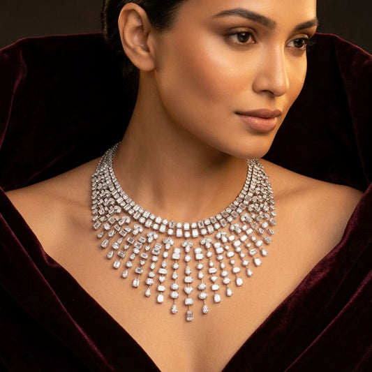 18K White Gold Diamond Necklace - 91.725ct VVS-VS-GH