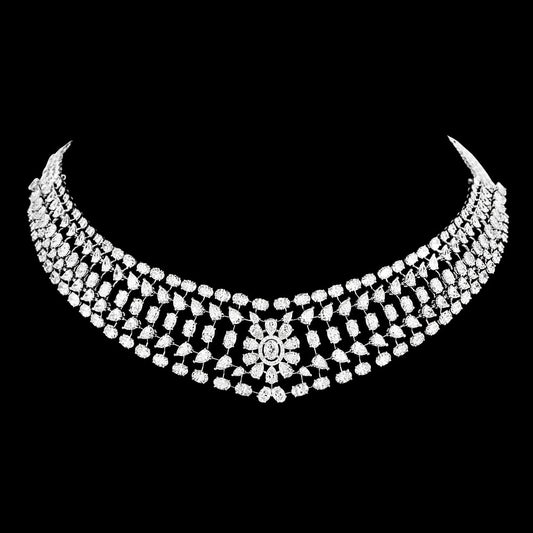 18K White Gold Diamond Necklace - 37.979ct VVS-VS-GH
