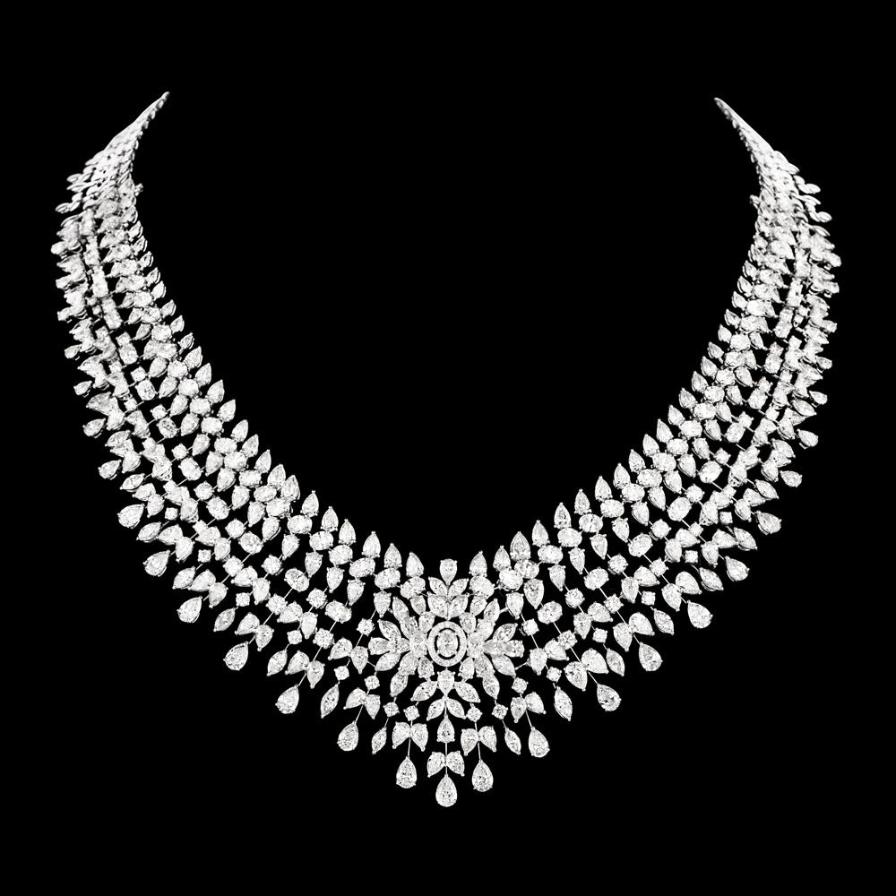 18K White Gold Diamond Necklace - 78.157ct VVS-VS-GH