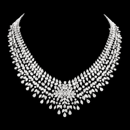 18K White Gold Diamond Necklace - 78.157ct VVS-VS-GH