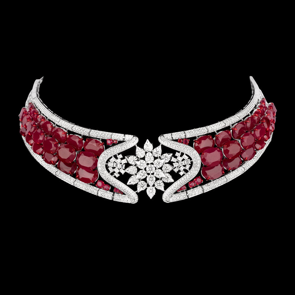 14K White Gold Diamond Necklace - 14.562ct VS-SI-IJ with Colour Stones