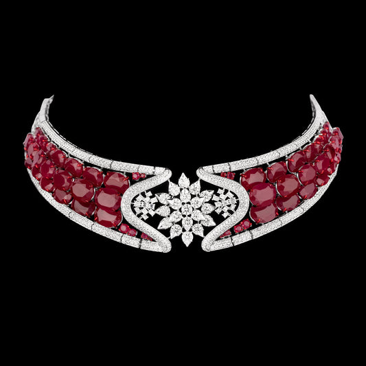 14K White Gold Diamond Necklace - 14.562ct VS-SI-IJ with Colour Stones