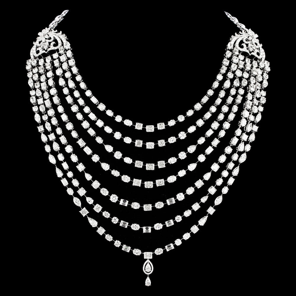 18K White Gold Diamond Necklace - 169.46ct VVS-VS-IJ