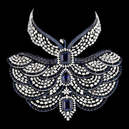 14K White Gold Diamond Necklace - 109.65ct VVS-VS-GH with Colour Stones
