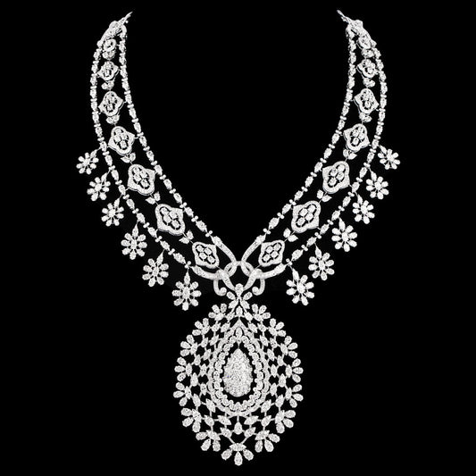 18K White Gold Diamond Necklace - 102.159ct VS-SI-GH