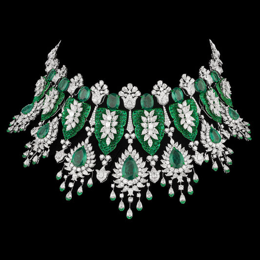 14K White Gold Diamond Necklace - 59.682ct VS-SI-IJ with Colour Stones