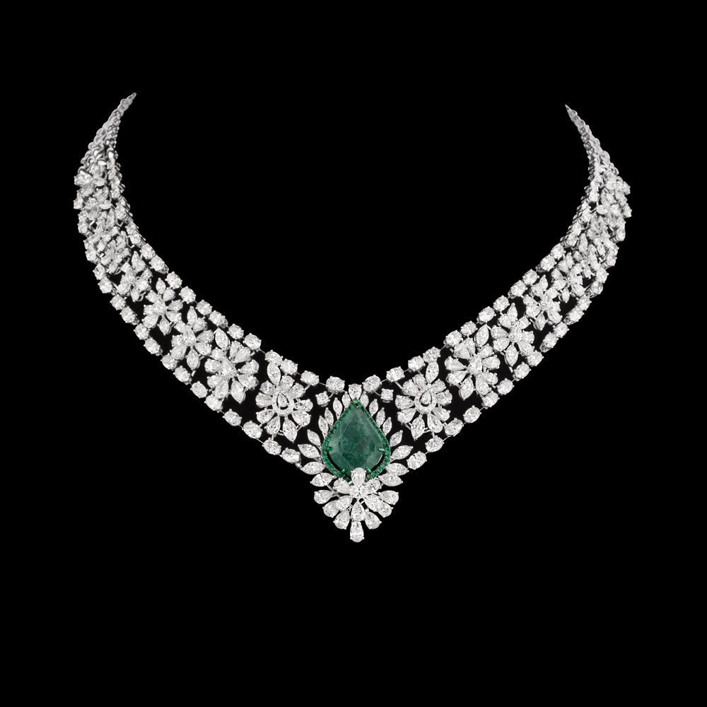 14K White Gold Diamond Earrings - 41.166ct VVS-VS-GH with Colour Stones