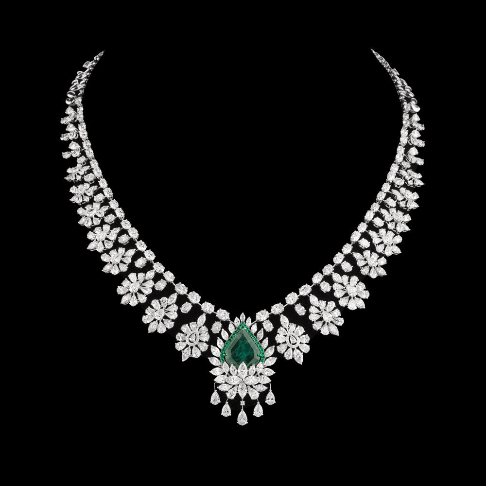 18K White Gold Diamond Earrings - 55.429ct VS-SI-HI with Colour Stones