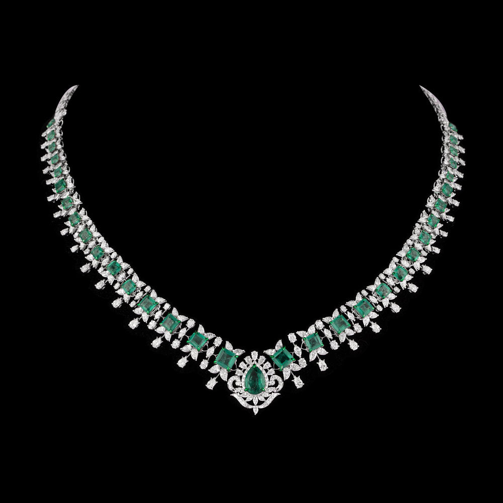 18K White Gold Diamond Earrings - 11.008ct VVS-VS-EF with Colour Stones