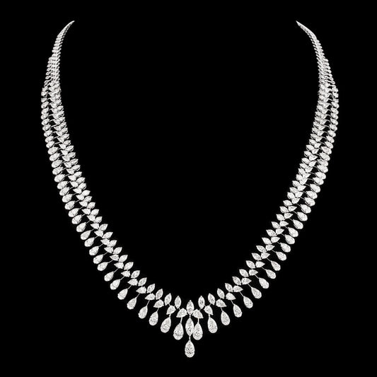 14K White Gold Diamond Necklace - 37.344ct VVS-VS-IJ