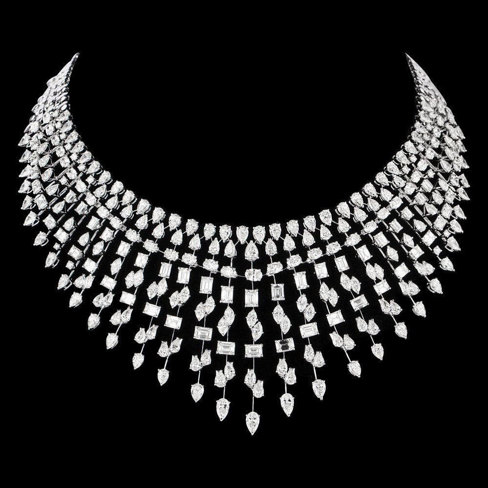 14K White Gold Diamond Necklace - 60.423ct VVS-VS-GH