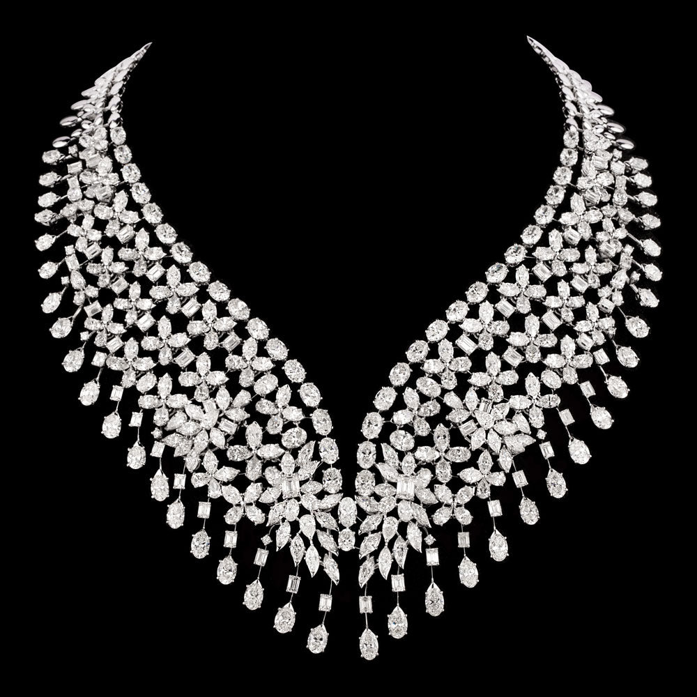 14K White Gold Diamond Necklace - 92.329ct VVS-VS-HI