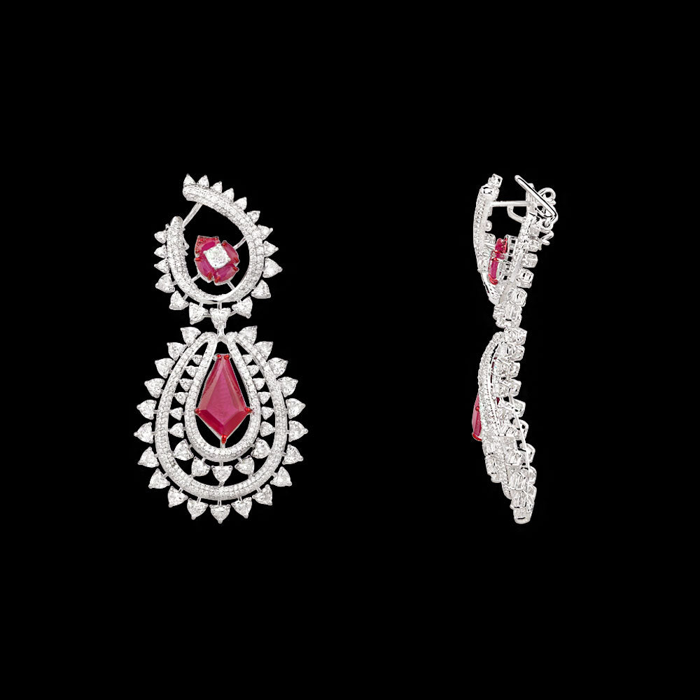 18K White Gold Diamond Jewellery - 18.05ct VVS-VS-FG with Colour Stones