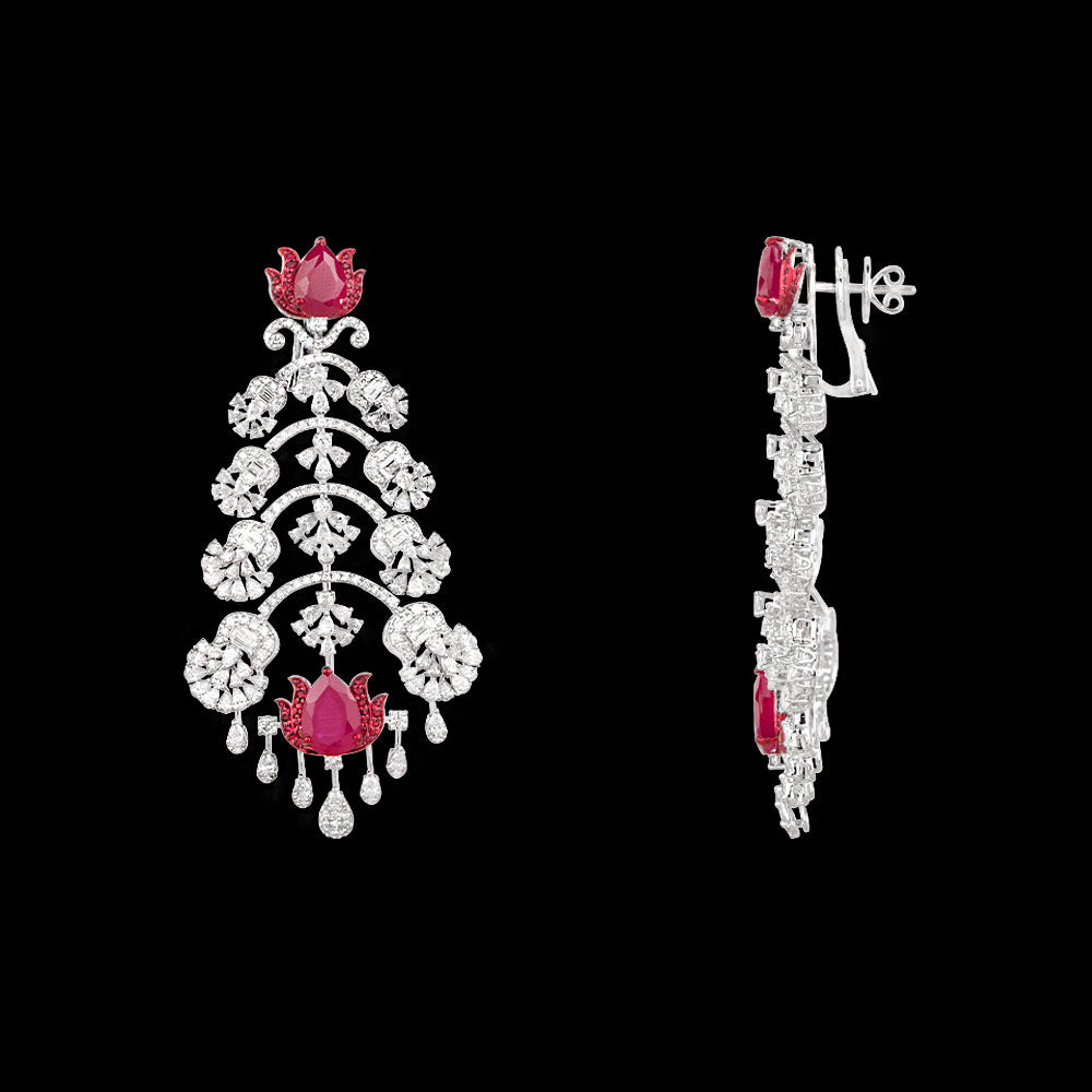 18K White Gold Diamond Jewellery - 12.509ct VVS-VS-EF with Colour Stones