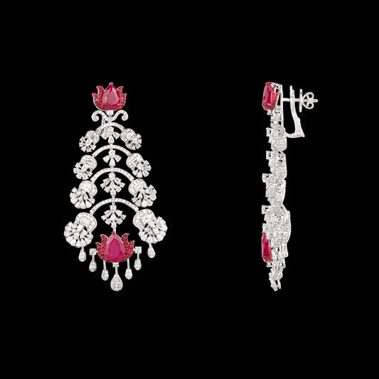 18K White Gold Diamond Jewellery - 12.509ct VVS-VS-EF with Colour Stones