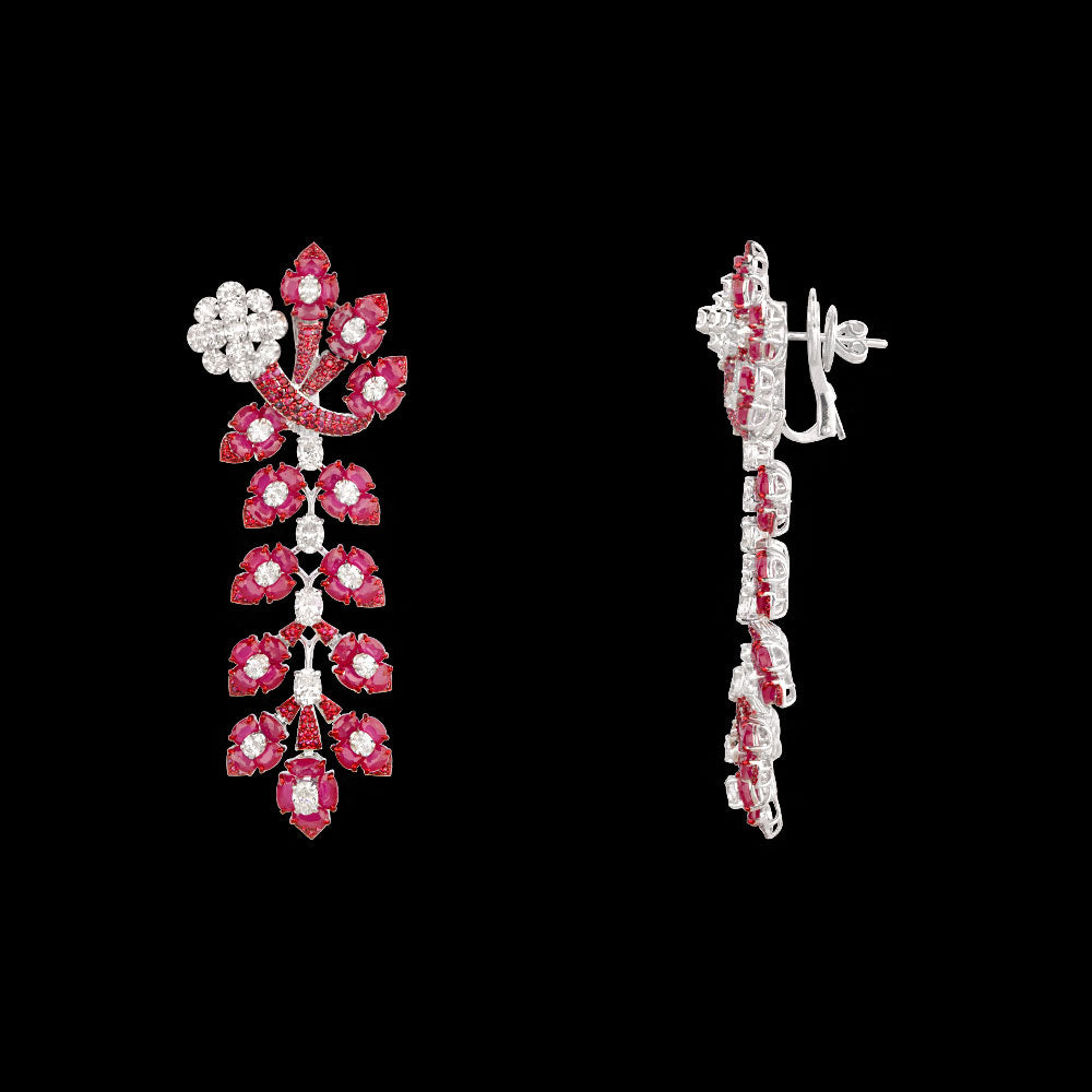 18K White Gold Diamond Jewellery - 5.487ct VVS-VS-HI with Colour Stones