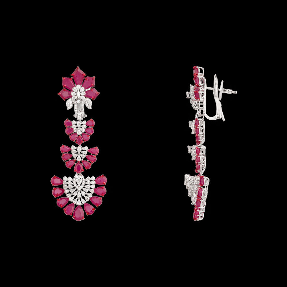 18K White Gold Diamond Jewellery - 3.408ct VVS-EF with Colour Stones