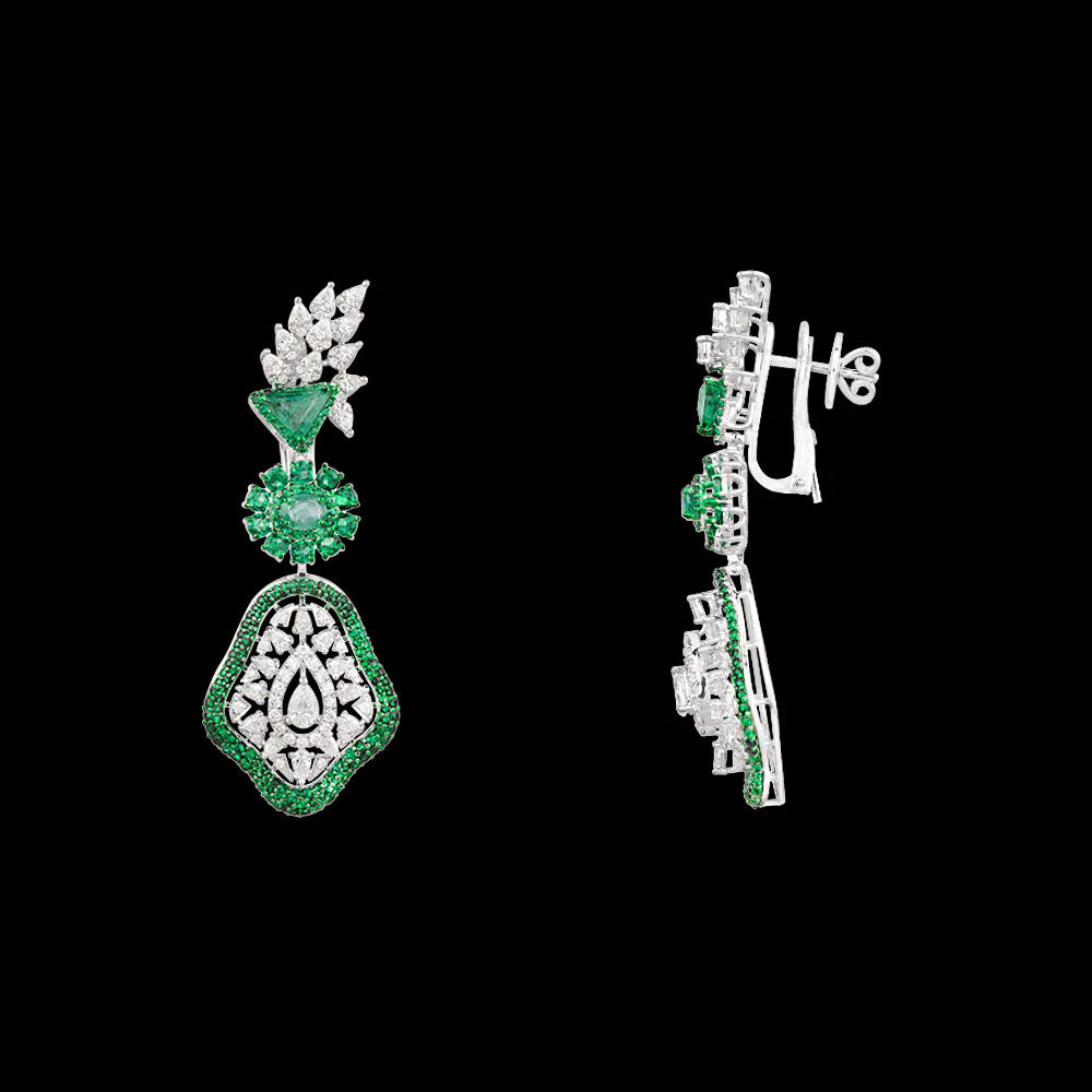 18K White Gold Diamond Jewellery - 3.15ct VVS-VS-EF with Colour Stones