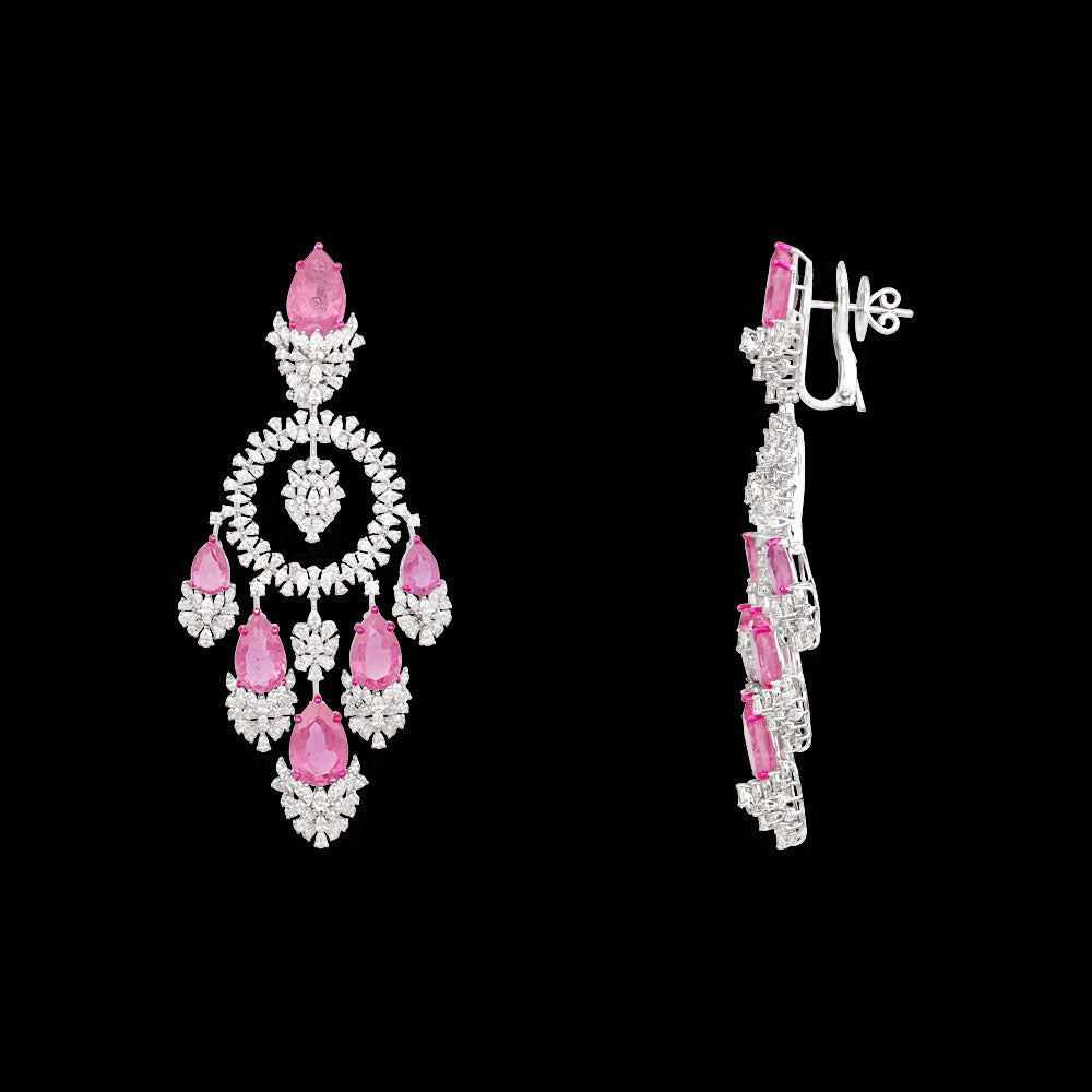 18K White Gold Diamond Jewellery - 9.02ct VVS-EF with Colour Stones